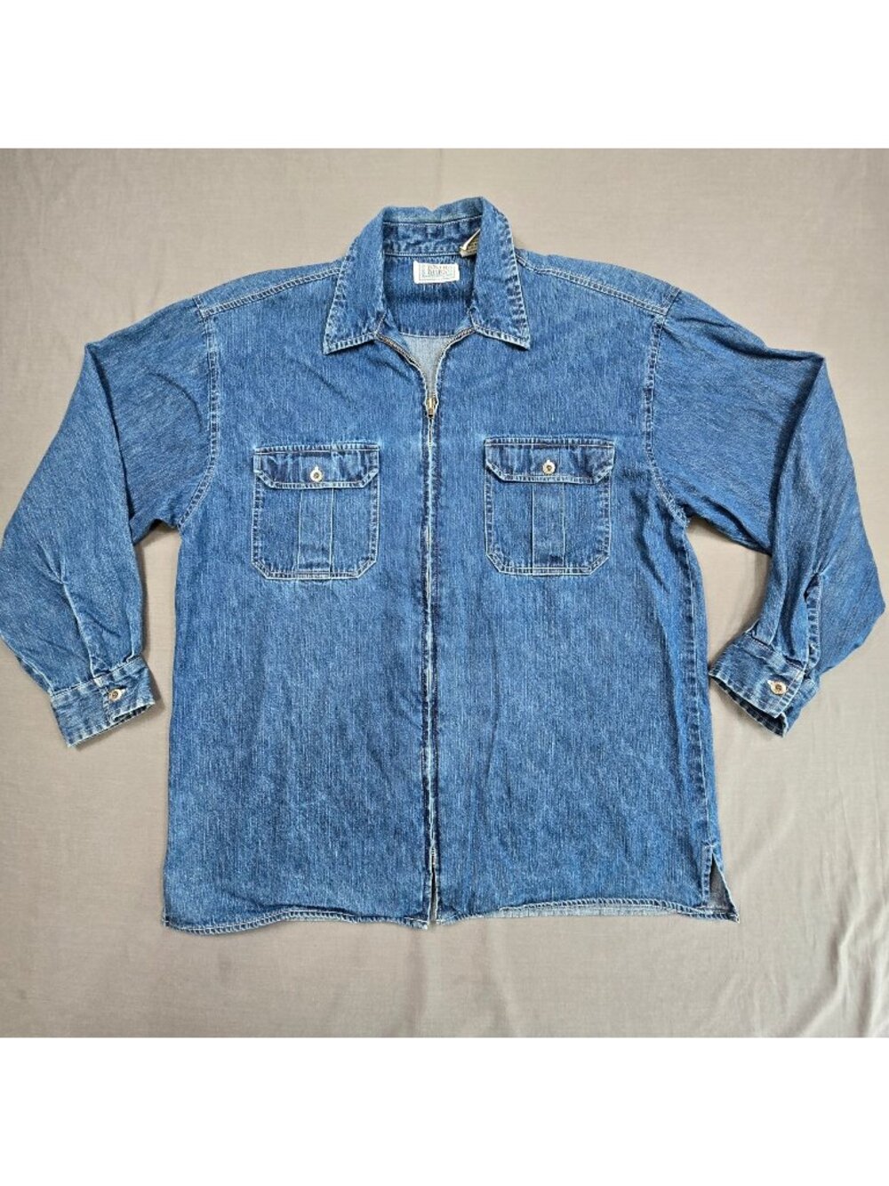 Canyon River Blues Womens Large Denim Full Zip Up Shirt Blue Oversized Vintage